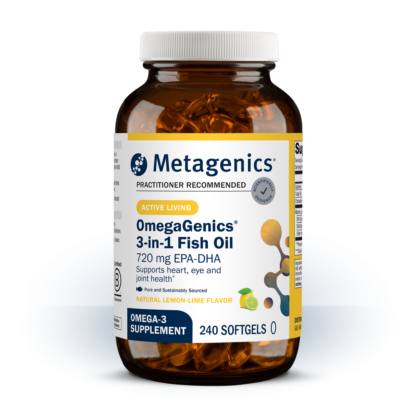Metagenics OmegaGenics Fish Oil EPA-DHA 720 mg - High Potency Omega-3 Supplement* - Supports Heart, Joint, Brain & Immune Health* - Sustainably Sourced, Purity-Tested Fish Oil