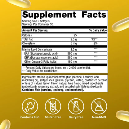 Metagenics OmegaGenics Fish Oil EPA-DHA 720 mg - High Potency Omega-3 Supplement* - Supports Heart, Joint, Brain & Immune Health* - Sustainably Sourced, Purity-Tested Fish Oil